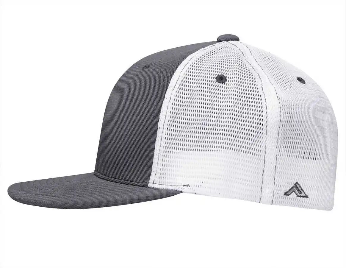 Pacific Headwear Es341 Premium M2 Performance Trucker Flexfit Cap Graphite White