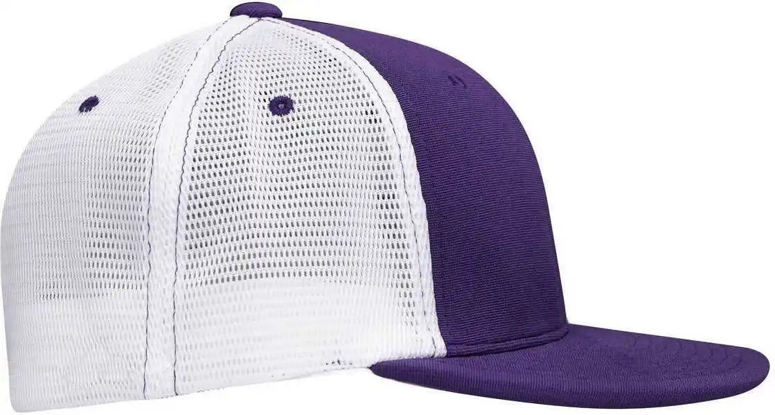 Pacific Headwear Es341 Premium M2 Performance Trucker Flexfit Cap - Purple White