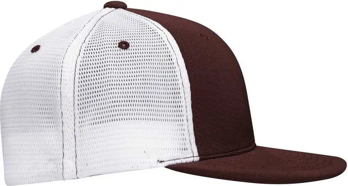 Pacific Headwear Es341 Premium M2 Performance Trucker Flexfit Cap - Maroon White