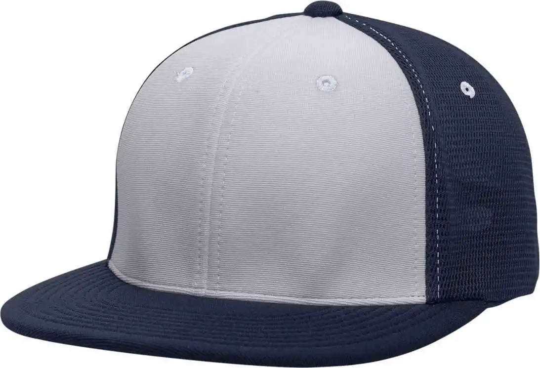 Pacific Headwear Es341 Premium M2 Performance Trucker Flexfit Cap - Silver Navy - Light Gray / 6 3/8’’ - 7/8’’