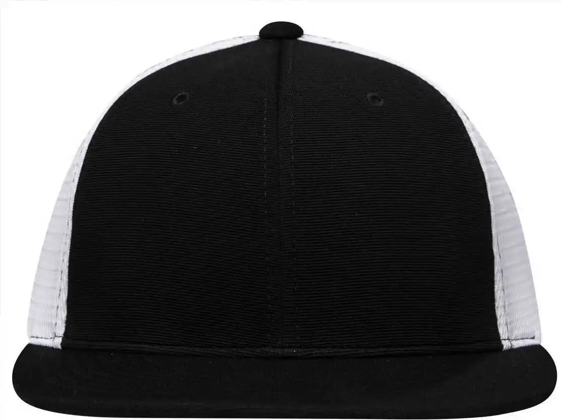 Pacific Headwear Es341 Premium M2 Performance Trucker Flexfit Cap Black White