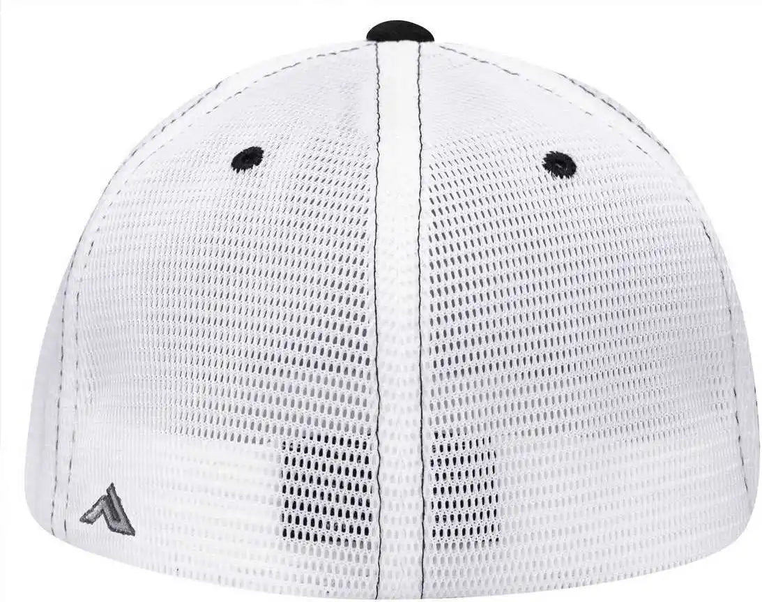Pacific Headwear Es341 Premium M2 Performance Trucker Flexfit Cap Black White