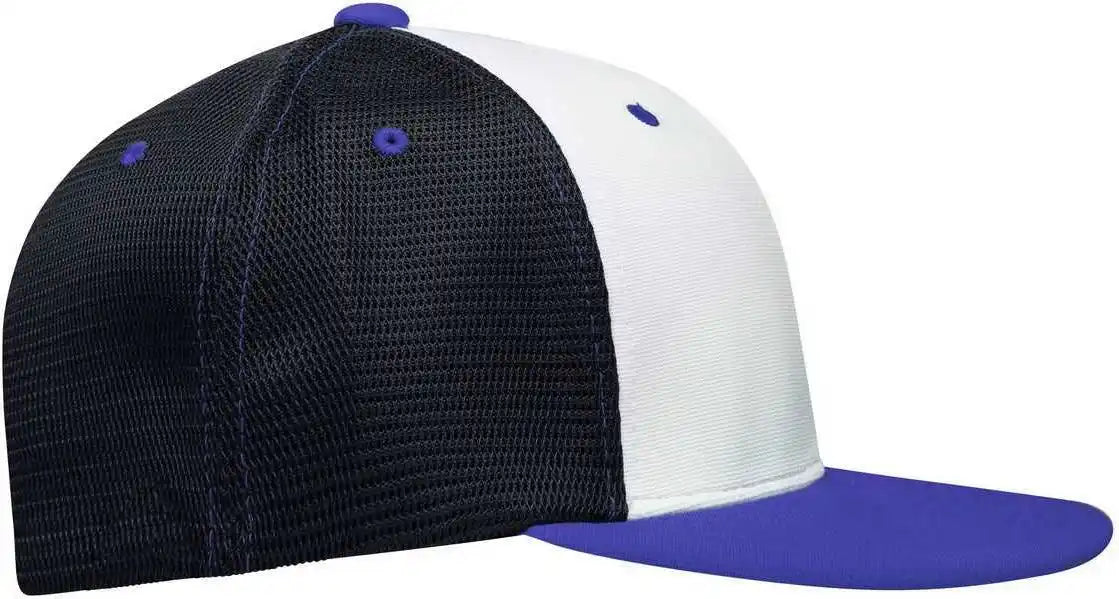 Pacific Headwear Es341 Premium M2 Performance Trucker Flexfit Cap - White Black Royal