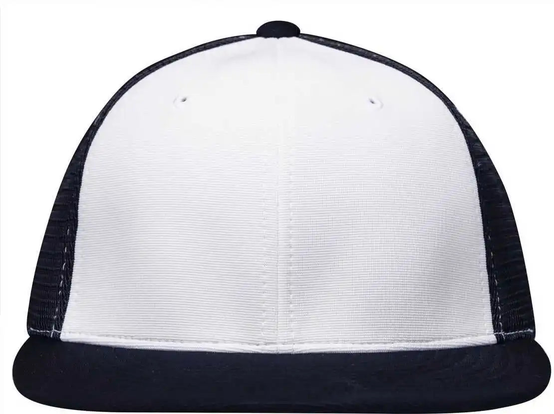 Pacific Headwear Es341 Premium M2 Performance Trucker Flexfit Cap White Navy