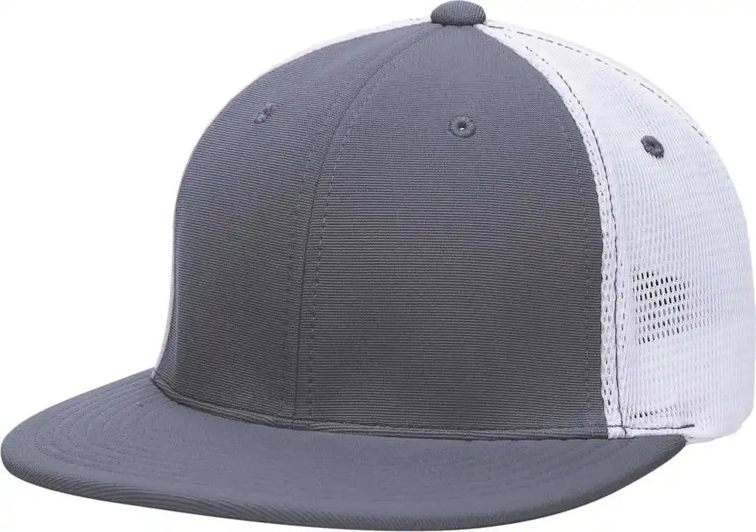 Pacific Headwear Es341 Premium M2 Performance Trucker Flexfit Cap - Graphite White - Dark Gray / 6 3/8’’ - 7/8’’