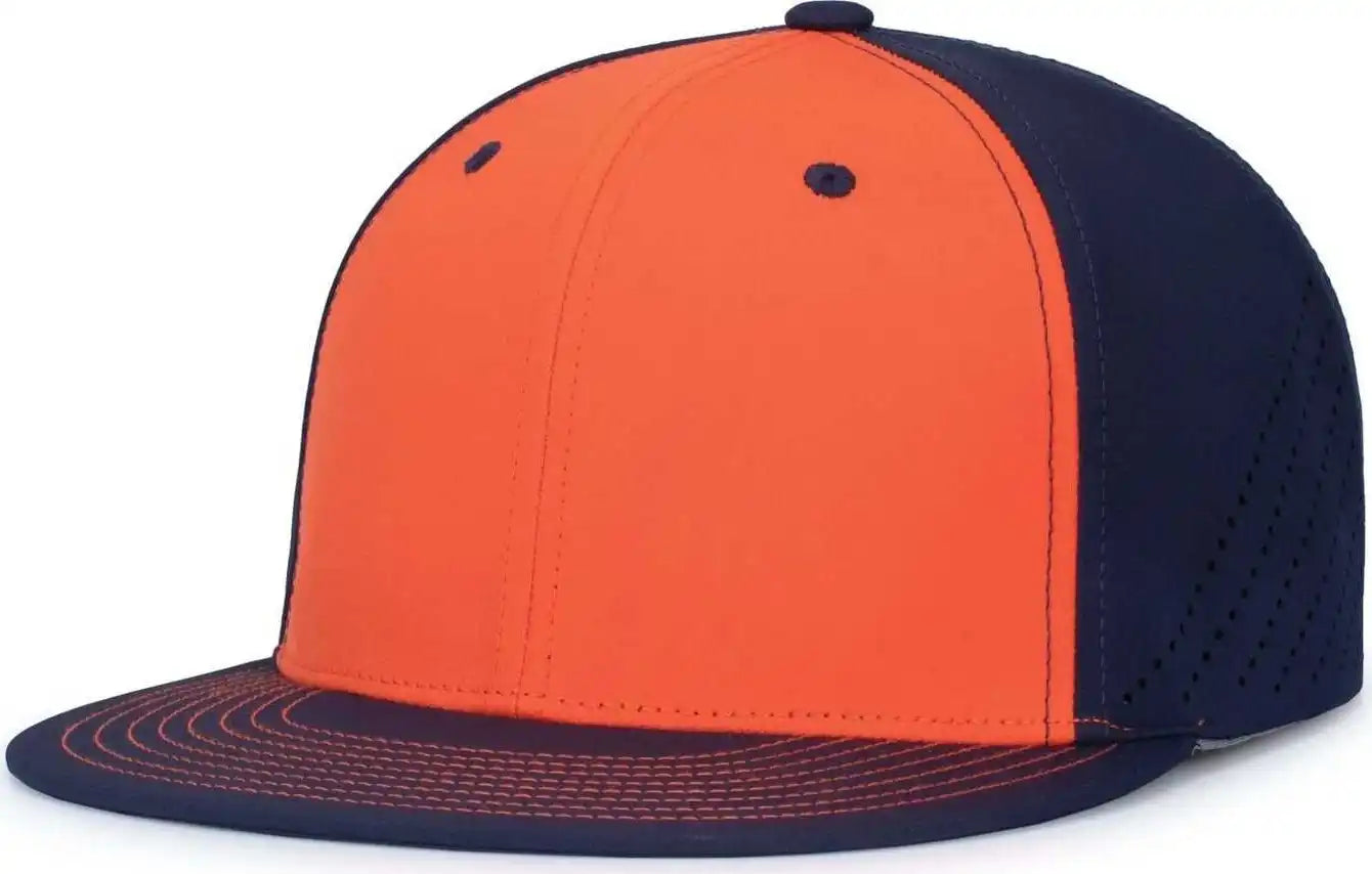 Pacific Headwear Es471 Premium Lightweight Perforated Pacflex Coolcore Cap - Orange Navy - 6 1/2’’ 7’’