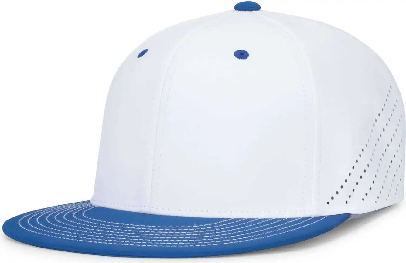 Pacific Headwear Es471 Premium Lightweight Perforated Pacflex Coolcore Cap - White Royal - 6 1/2’’ 7’’