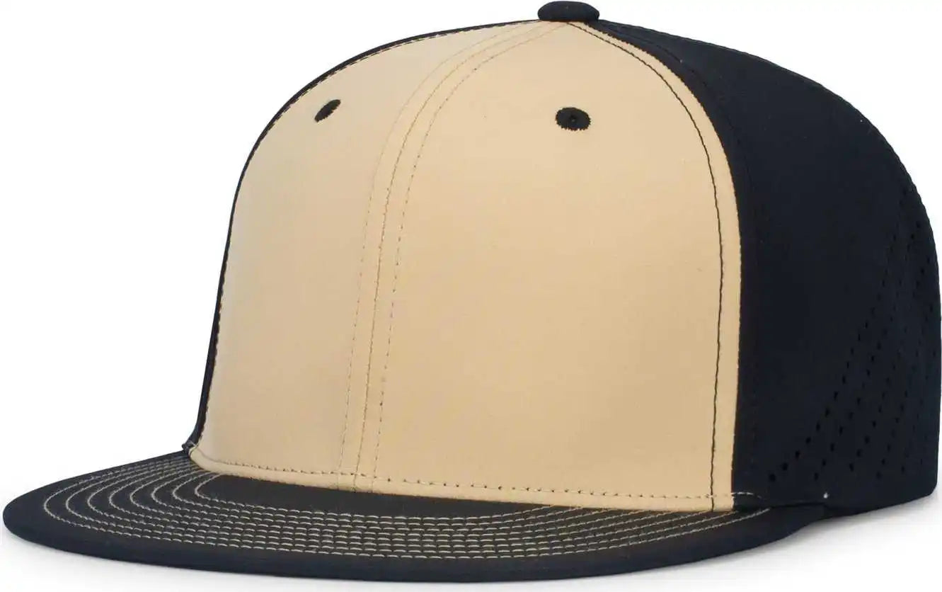 Pacific Headwear Es471 Premium Lightweight Perforated Pacflex Coolcore Cap - Vegas Black - Gold / 6 1/2’’ 7’’