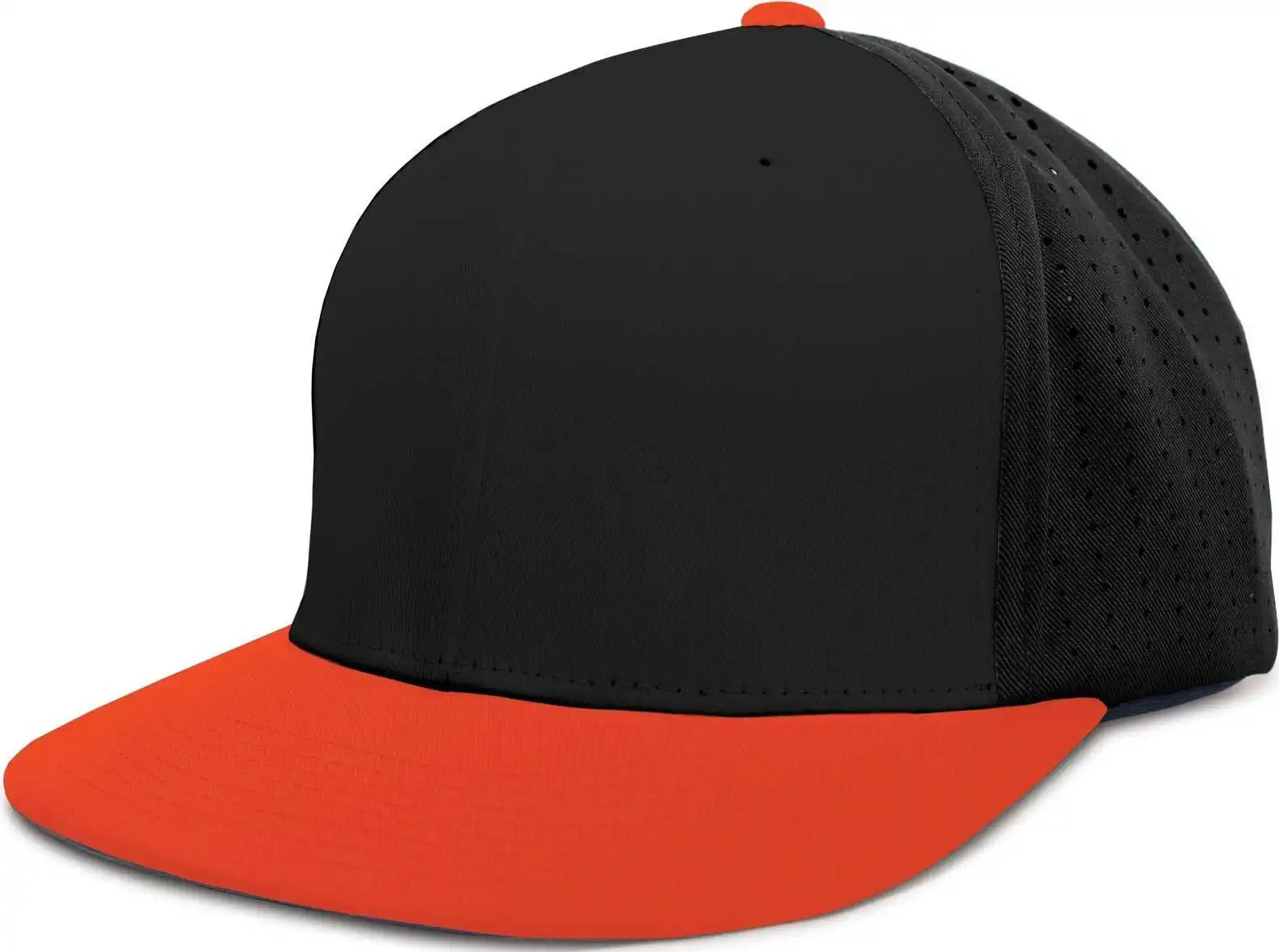 Pacific Headwear Es474 Perforated F3 Performance Flexfit Cap - Black Orange - 6 3/8’’ - 7/8’’