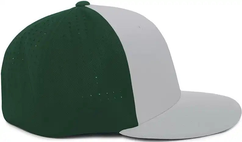Pacific Headwear Es474 Perforated F3 Performance Flexfit Cap Silver Dark Green