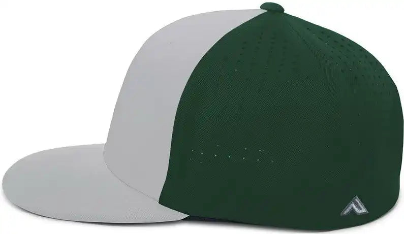 Pacific Headwear Es474 Perforated F3 Performance Flexfit Cap Silver Dark Green