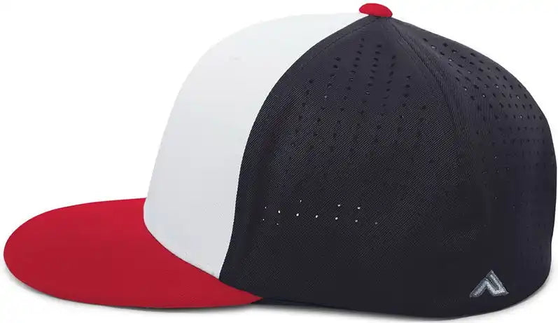 Pacific Headwear Es474 Perforated F3 Performance Flexfit Cap - White Navy Red