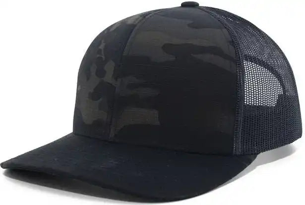 Pacific Headwear M08 Multicam Snapback Trucker Cap - Multicam Black - Multi-colored / 7’’ - 7 7/8’’