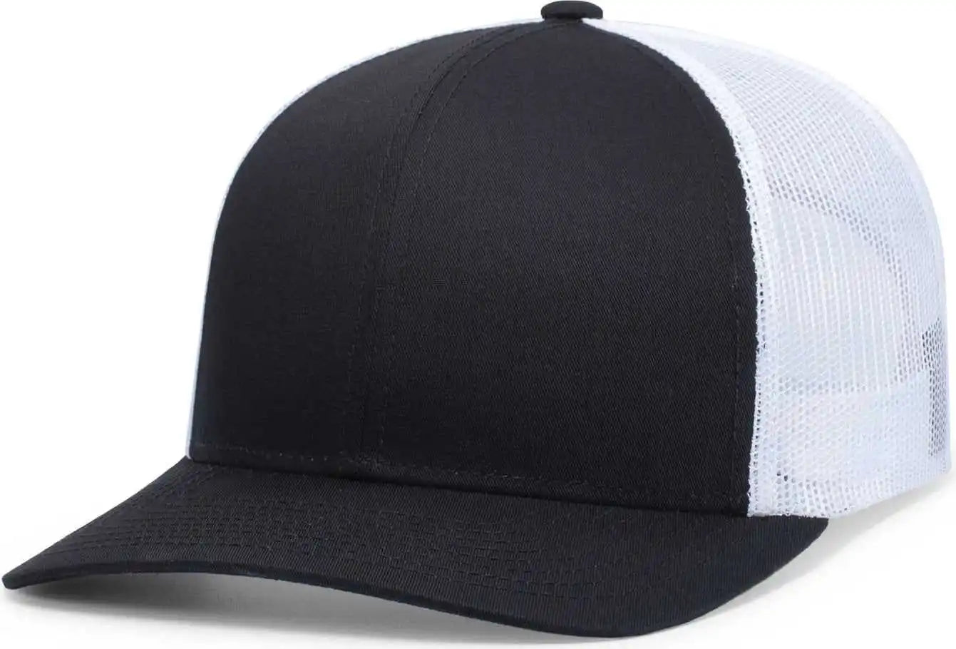 Pacific Headwear P113 Eco Trucker Snapback - Black White - 7’’ 7 7/8’’