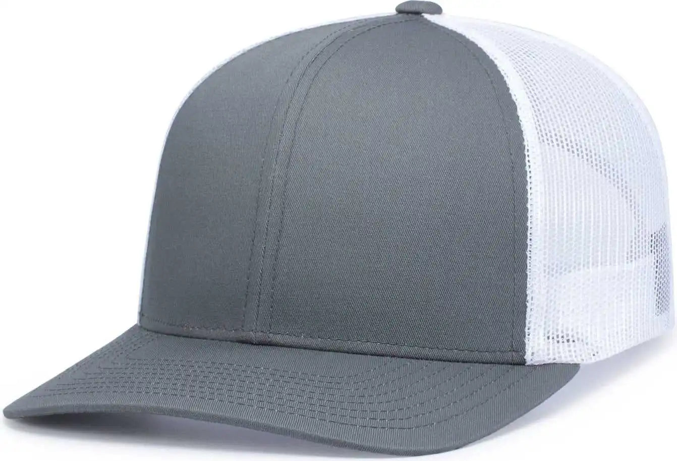Pacific Headwear P113 Eco Trucker Snapback - Graphite White - Dark Gray / 7’’ 7 7/8’’