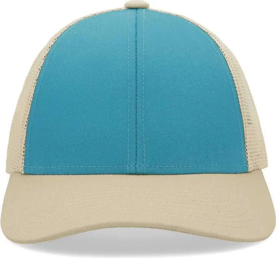 Pacific Headwear P114 Low-pro Trucker Cap - Beige Teal - 7’’ - 7 7/8’’
