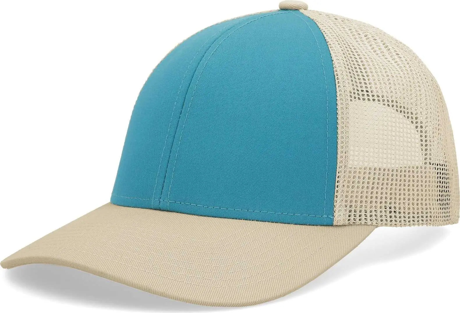 Pacific Headwear P114 Low-pro Trucker Cap - Beige Teal