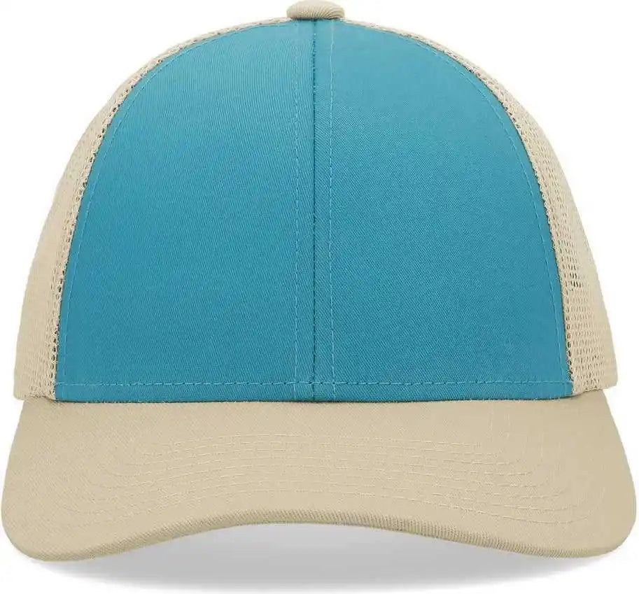 Pacific Headwear P114 Low-pro Trucker Cap - Beige Teal - 7’’ - 7 7/8’’
