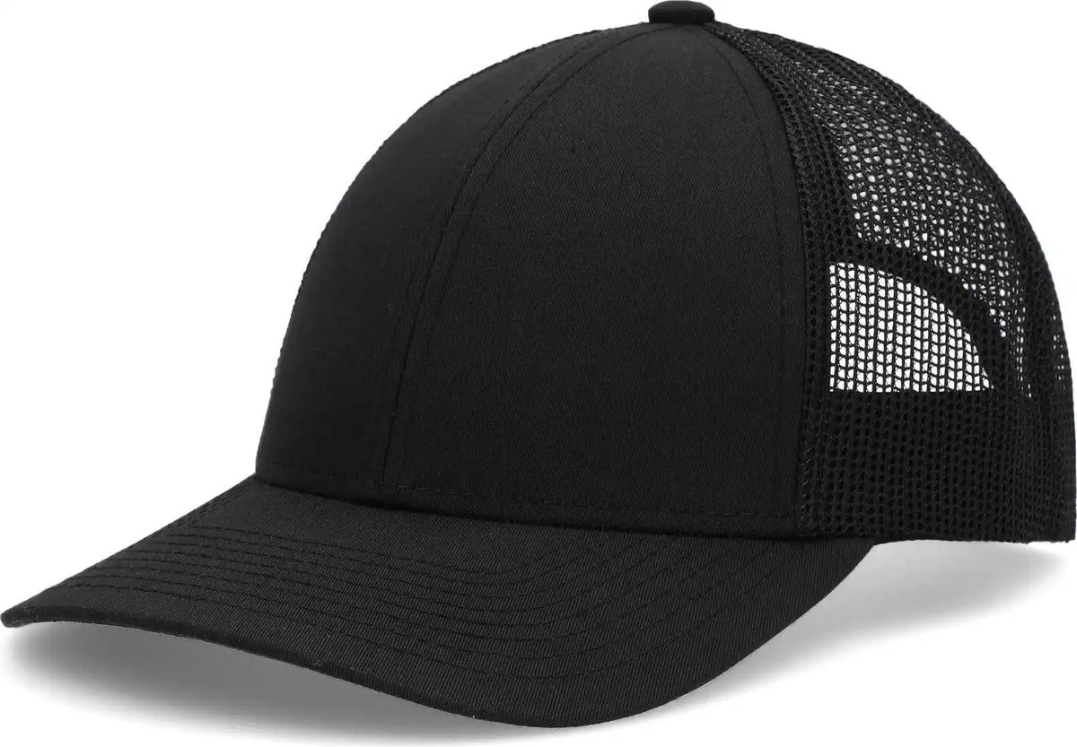 Pacific Headwear P114 Low Pro Trucker Cap Black / 6 1/2’’ 7’’