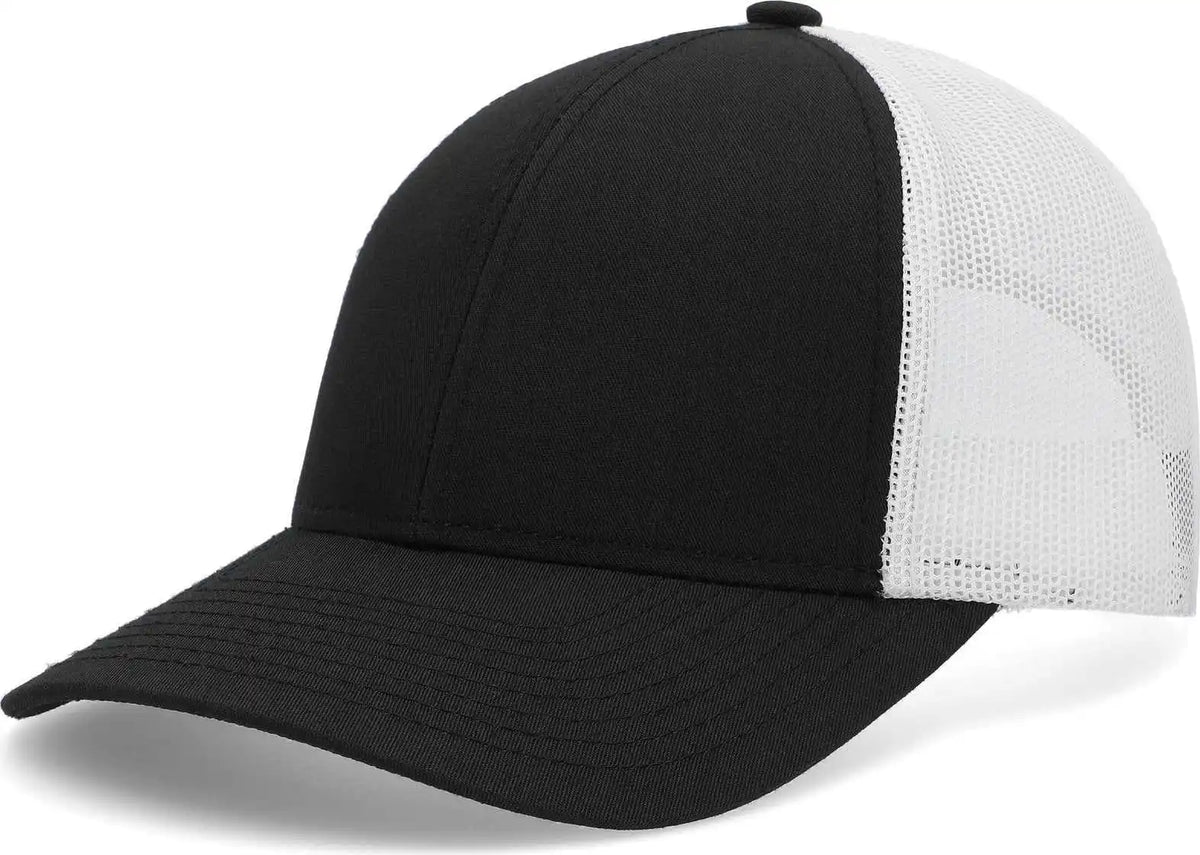 Pacific Headwear P114 Low Pro Trucker Cap Black White / 6 1/2’’ 7’’