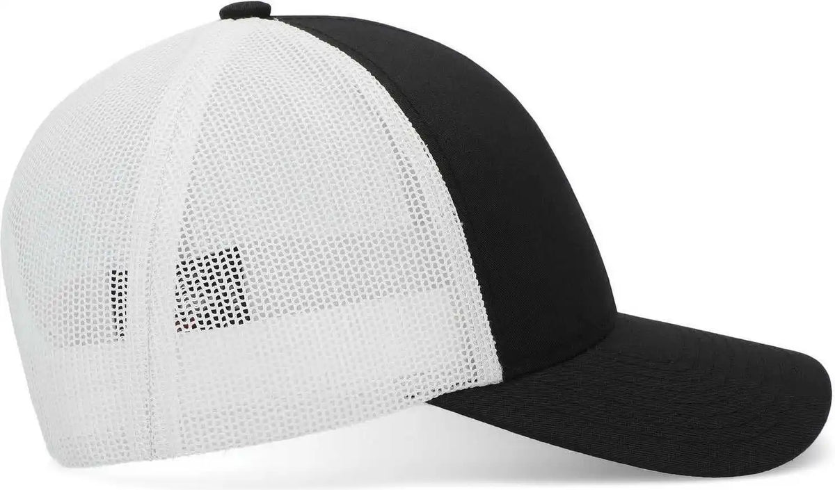 Pacific Headwear P114 Low Pro Trucker Cap Black White