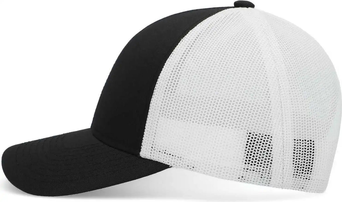 Pacific Headwear P114 Low Pro Trucker Cap Black White