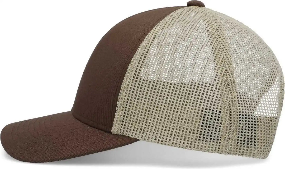 Pacific Headwear P114 Low Pro Trucker Cap Brown Khaki