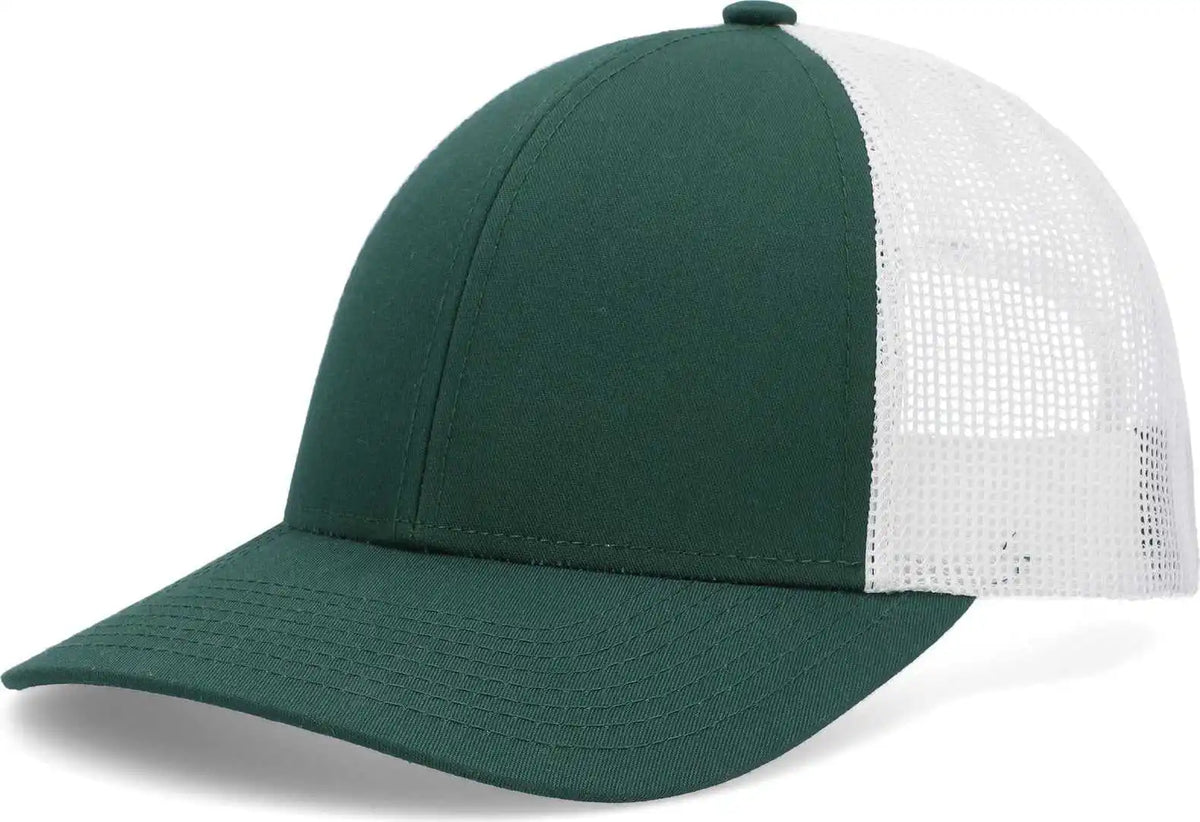Pacific Headwear P114 Low Pro Trucker Cap Dark Green White / 6 1/2’’ 7’’