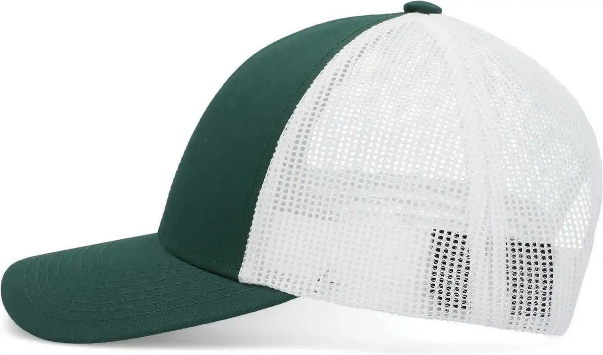Pacific Headwear P114 Low Pro Trucker Cap Dark Green White