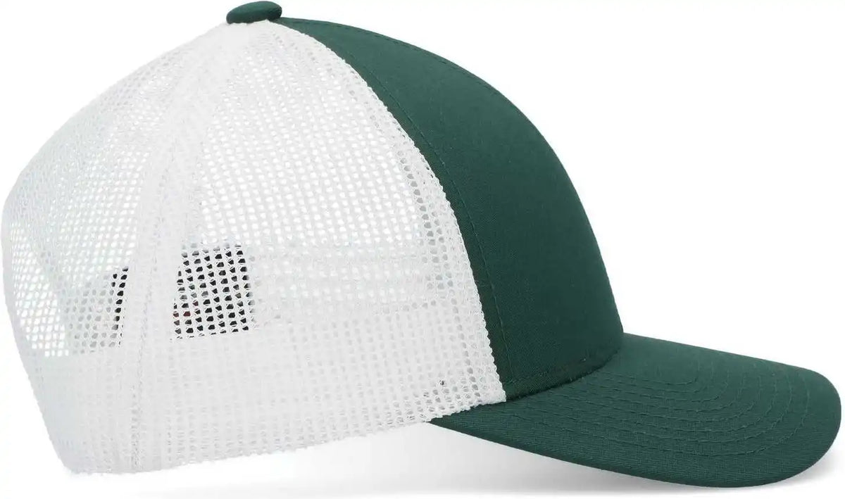 Pacific Headwear P114 Low Pro Trucker Cap Dark Green White