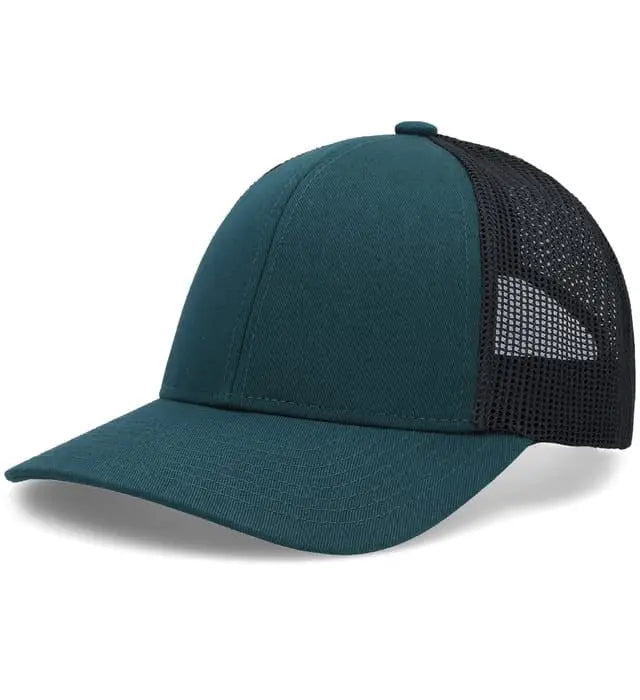 Pacific Headwear P114 Low-pro Trucker Cap - Dark Teal Lt Charcoal
