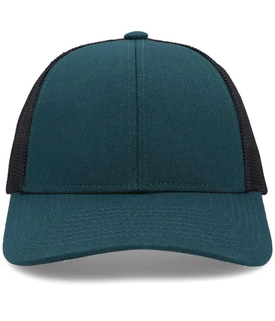 Pacific Headwear P114 Low-pro Trucker Cap - Dark Teal Lt Charcoal