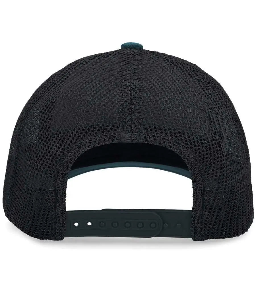 Pacific Headwear P114 Low-pro Trucker Cap - Dark Teal Lt Charcoal