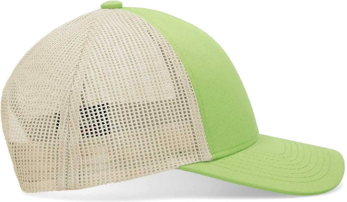 Pacific Headwear P114 Low-pro Trucker Cap - Green Glow Beige - 7’’ - 7 7/8’’