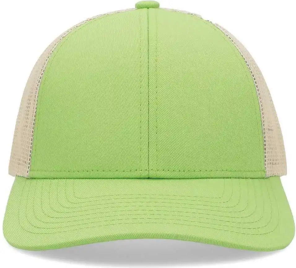 Pacific Headwear P114 Low-pro Trucker Cap - Green Glow Beige - 7’’ - 7 7/8’’