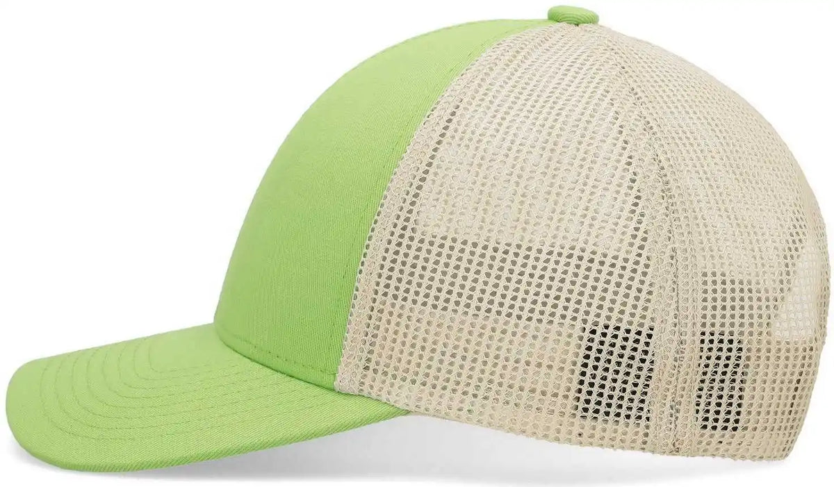Pacific Headwear P114 Low Pro Trucker Cap Green Glow Beige