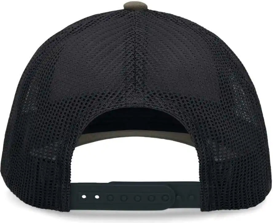 Pacific Headwear P114 Low Pro Trucker Cap Heather Grey Light Charcoal Moss