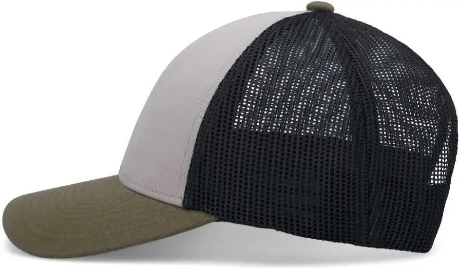 Pacific Headwear P114 Low-pro Trucker Cap - Heather Grey Light Charcoal Moss - 7’’ - 7 7/8’’