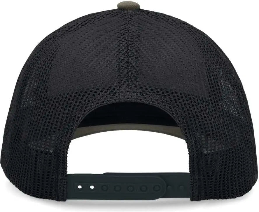 Pacific Headwear P114 Low-pro Trucker Cap - Heather Grey Light Charcoal Moss - 7’’ - 7 7/8’’