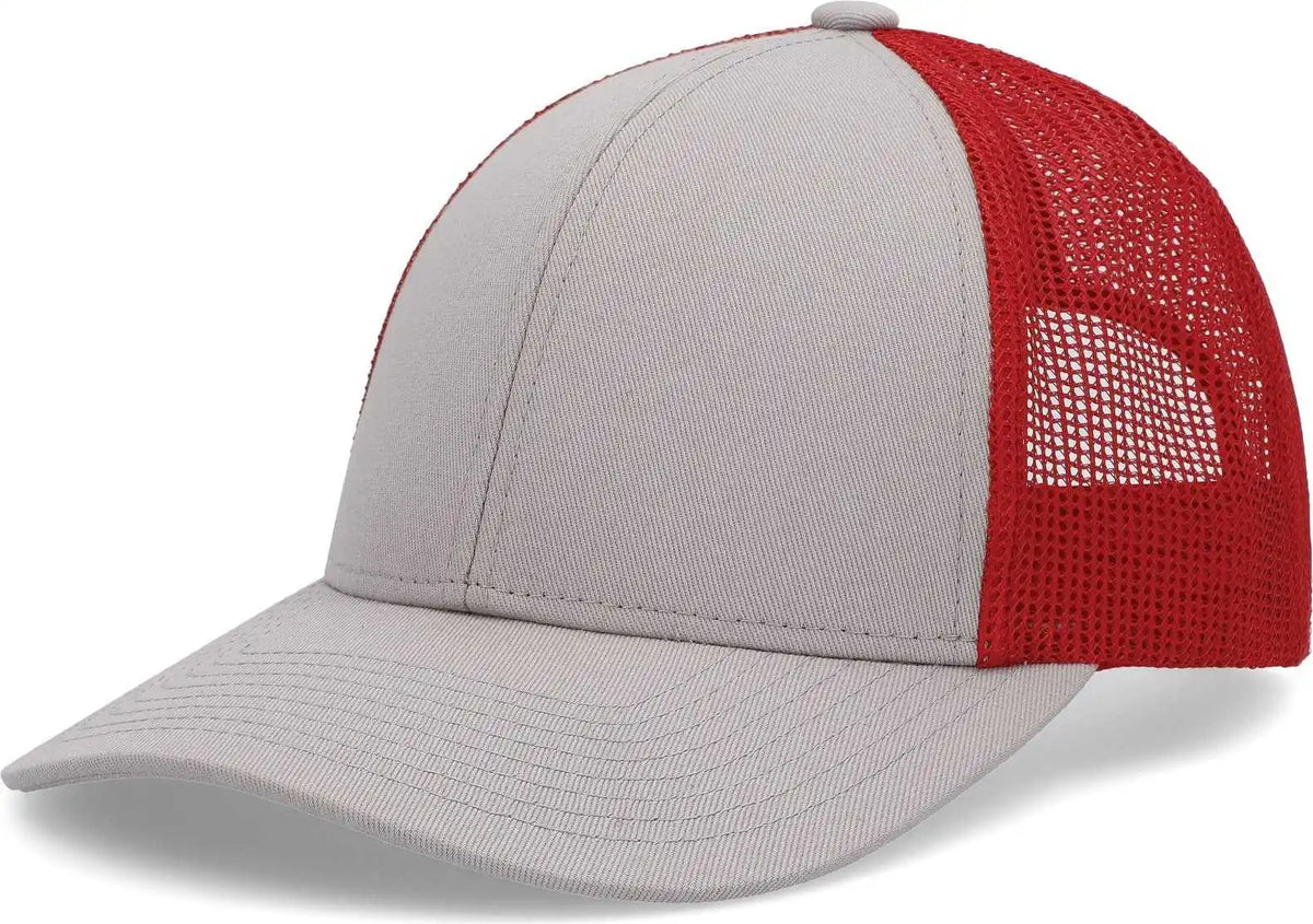 Pacific Headwear P114 Low Pro Trucker Cap Heather Grey Red / 6 1/2’’ 7’’