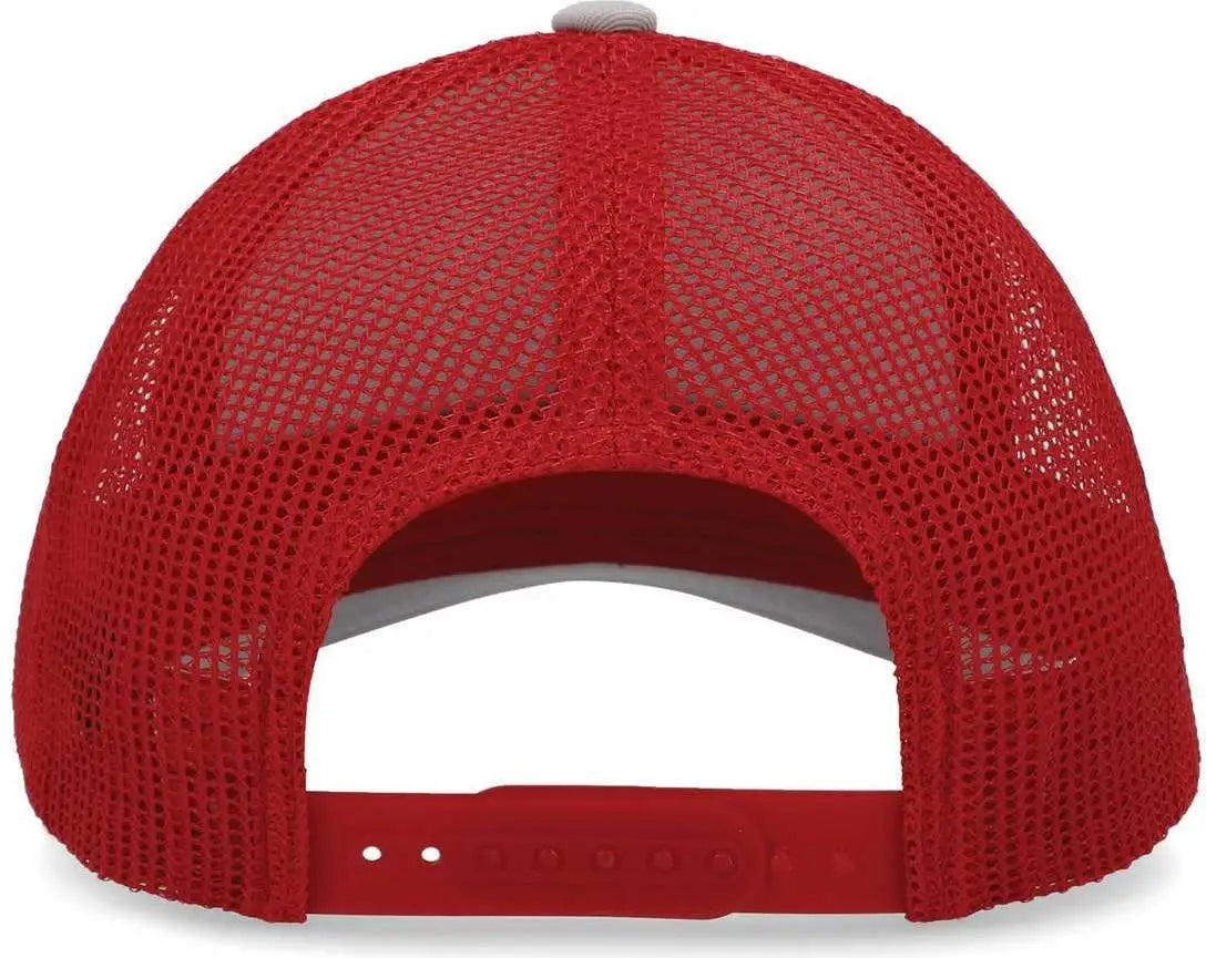 Pacific Headwear P114 Low-pro Trucker Cap - Heather Grey Red - 7’’ - 7 7/8’’
