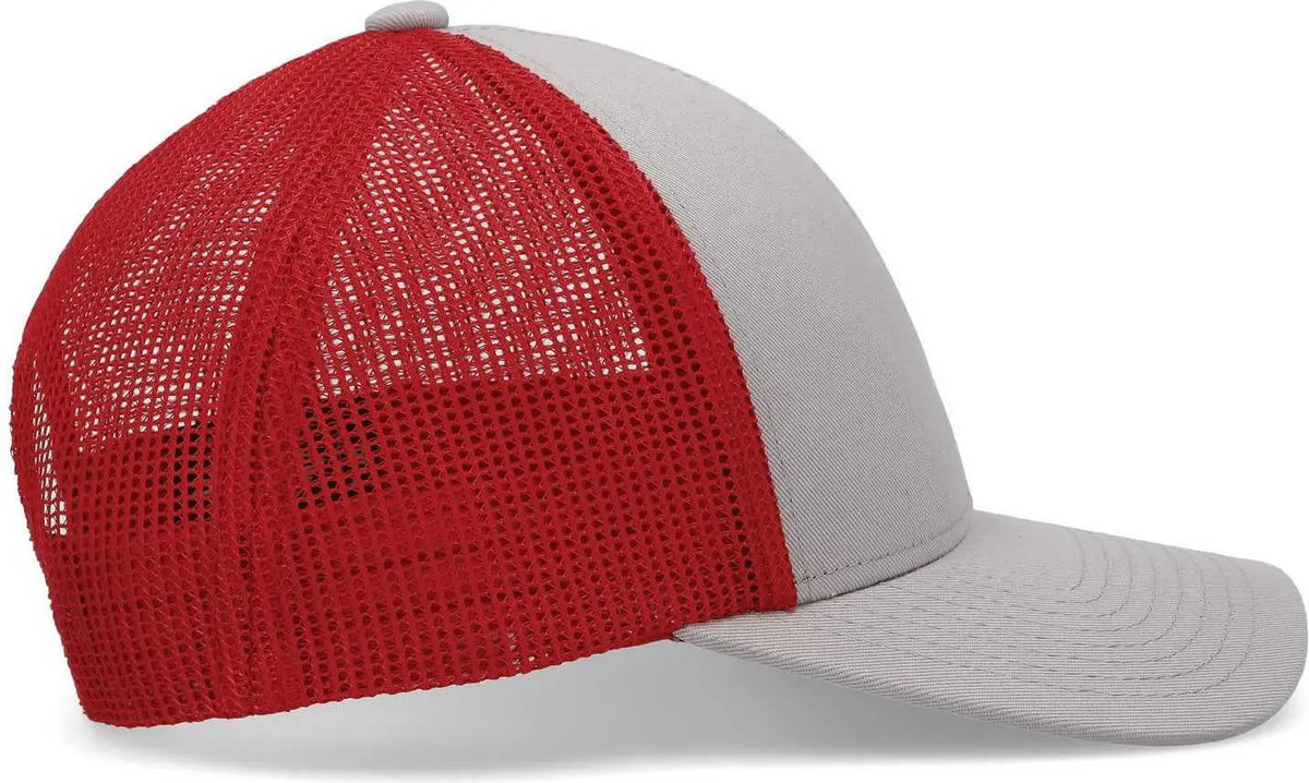 Pacific Headwear P114 Low-pro Trucker Cap - Heather Grey Red - 7’’ - 7 7/8’’