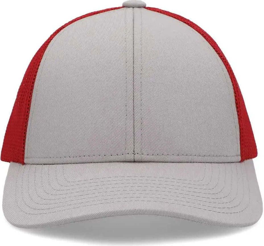 Pacific Headwear P114 Low-pro Trucker Cap - Heather Grey Red