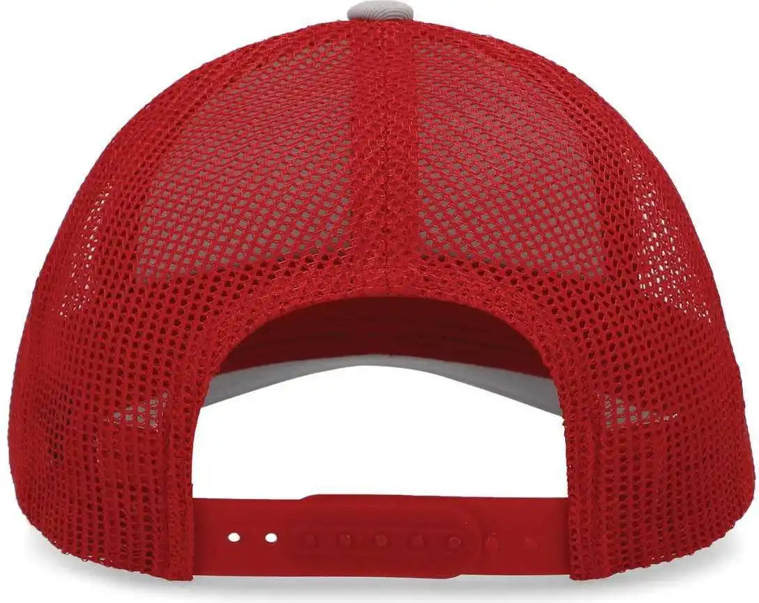 Pacific Headwear P114 Low Pro Trucker Cap Heather Grey Red