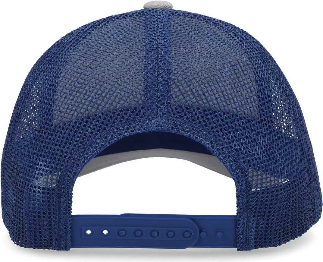 Pacific Headwear P114 Low-pro Trucker Cap - Heather Grey Royal - 7’’ - 7 7/8’’