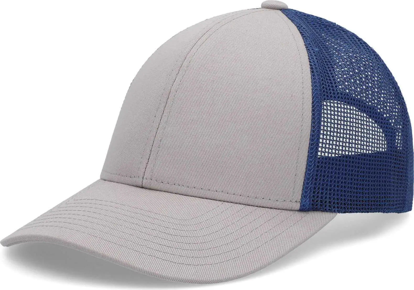 Pacific Headwear P114 Low-pro Trucker Cap - Heather Grey Royal - 7’’ - 7 7/8’’