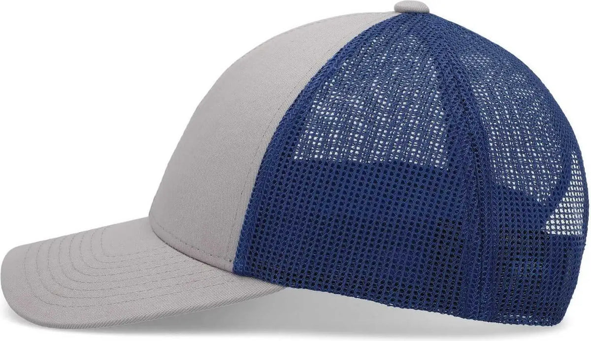 Pacific Headwear P114 Low-pro Trucker Cap - Heather Grey Royal - 7’’ - 7 7/8’’
