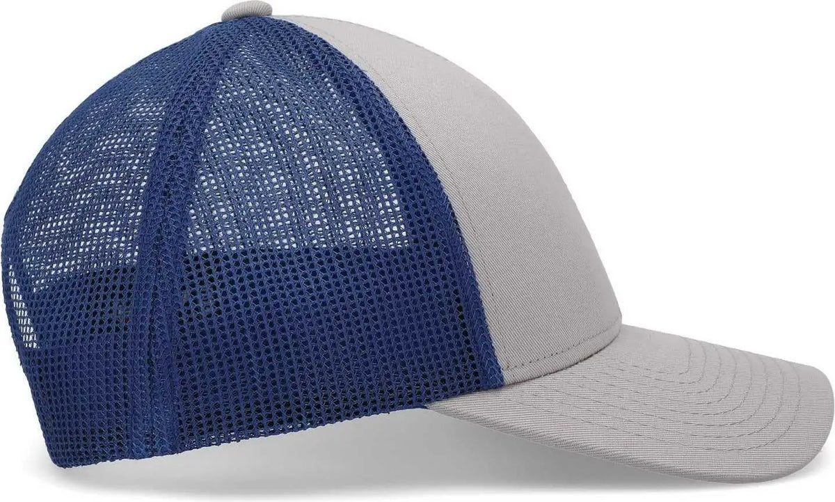 Pacific Headwear P114 Low-pro Trucker Cap - Heather Grey Royal - 7’’ - 7 7/8’’