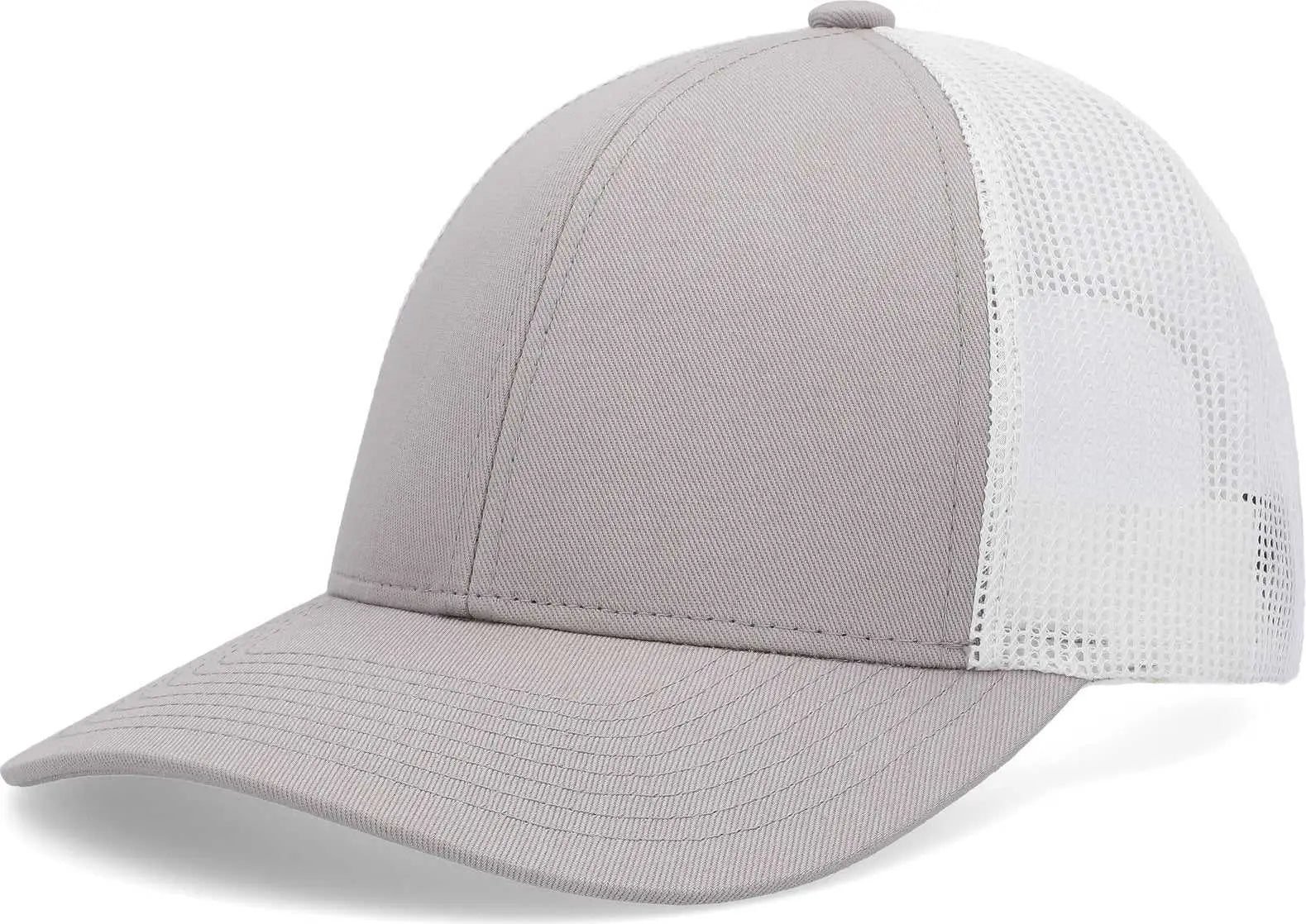 Pacific Headwear P114 Low-pro Trucker Cap - Heather Grey White