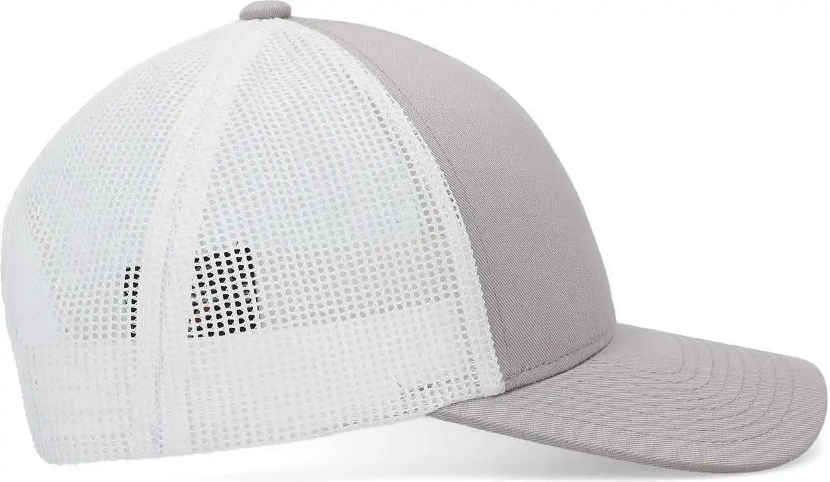 Pacific Headwear P114 Low Pro Trucker Cap Heather Grey White